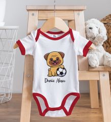 BK Kids Kişiye Özel Futbol Tasarımlı Kırmızı Bebek Body Zıbın-2