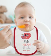 BK Kids Kişiye Özel Halam Bir Başka Tasarımlı 2’li Kırmızı Mama Önlüğü-1