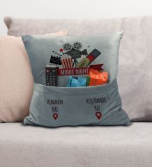 BK Gift Eğlenceli Tasarımlı Organizer Kumanda ve Atıştırmalık Cepli Gri Kırlent Yastık- 12, Ev Dekoru, Ev Hediyesi