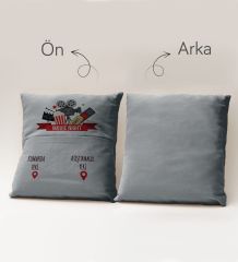 BK Gift Eğlenceli Tasarımlı Organizer Kumanda ve Atıştırmalık Cepli Gri Kırlent Yastık- 12, Ev Dekoru, Ev Hediyesi