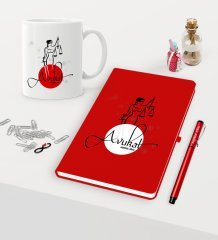 Kişiye Özel Avukat Temalı Kırmızı Defter Kalem Kupa Seti - 11