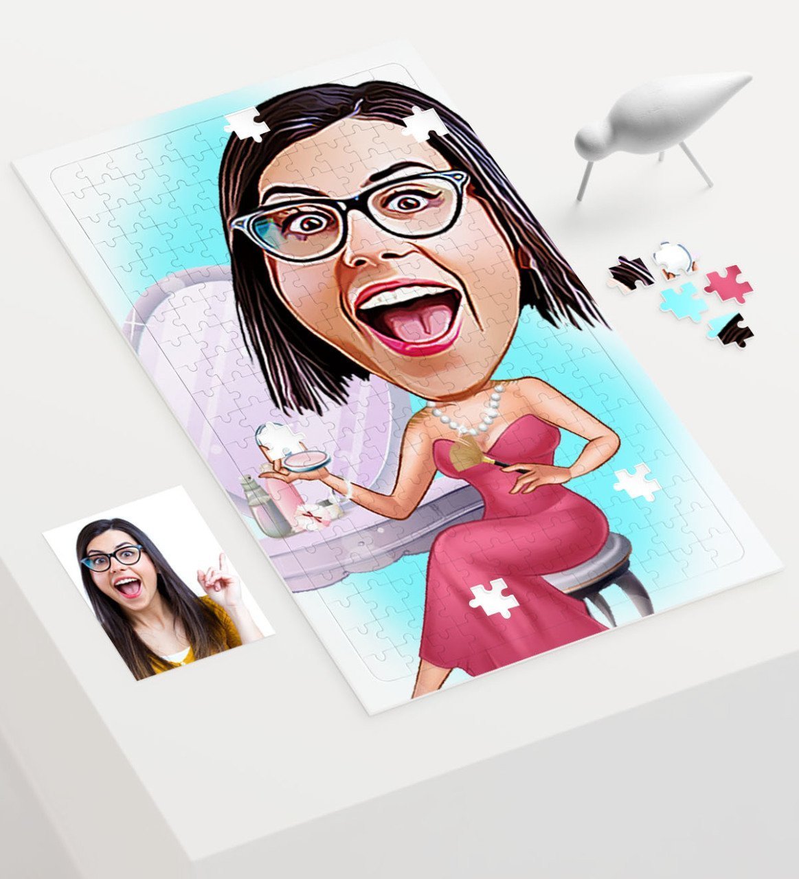 Kişiye Özel Bayan Güzellik Karikatür 240 Parça A3 Puzzle - 1