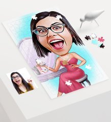Kişiye Özel Bayan Güzellik Karikatür 240 Parça A3 Puzzle - 1