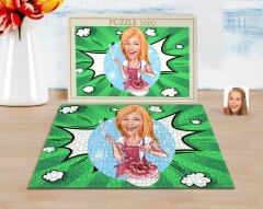 Kişiye Özel Kadın Aşçı Karikatürlü 1000 Parça Profesyonel Puzzle-1