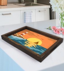 BK Gift Gemi Tasarımlı Doğal Ahşap Tepsi-2