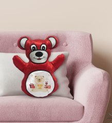 BK Gift Sevimli Ayıcık Tasarımlı Kırmızı Ayıcık Yastık-6