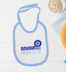 BK Kids Maşalla De Tasarımlı Mavi Bebek Body Zıbın ve Mama Önlüğü Hediye Seti-1