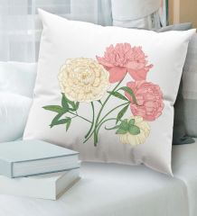 BK Gift Çiçek Tasarımlı Beyaz Kırlent Yastık, Ev Hediyesi, Ev Dekorasyonu, Dekoratif Hediye-7
