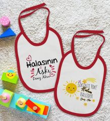BK Kids Kişiye Özel Hala Tasarımlı 2’li Kırmızı Mama Önlüğü-2