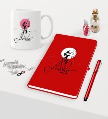 Kişiye Özel Avukat Temalı Kırmızı Defter Kalem Kupa Seti - 10
