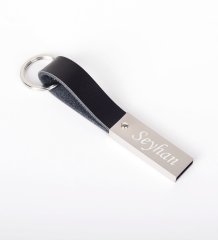 Kişiye Özel F-151-16 Siyah Metal-Suni Derili USB Bellek 16 GB