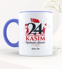 Kişiye Özel Öğretmenler Gününüz Kutlu Olsun Mavi Kupa Bardak - 2