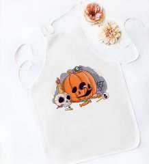 BK Gift Happy Halloween Tasarımlı Beyaz Mutfak Önlüğü-2