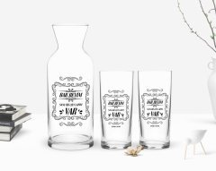 Kişiye Özel Renkli Baskılı Yeşilçam Replikleri Bak Beyim Tasarımlı İkili Rakı Bardağı ve Karaf Hediye Seti-1