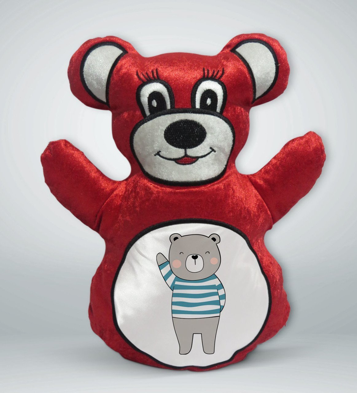 BK Gift Sevimli Ayıcık Tasarımlı Kırmızı Ayıcık Yastık-5