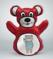 BK Gift Sevimli Ayıcık Tasarımlı Kırmızı Ayıcık Yastık-5