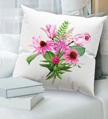 BK Gift Çiçek Tasarımlı Beyaz Kırlent Yastık, Ev Hediyesi, Ev Dekorasyonu, Dekoratif Hediye-6
