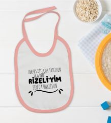 BK Kids Rizeliyim Tasarımlı Pembe Bebek Mama Önlüğü-1