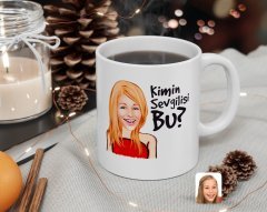 Kişiye Özel Kadın Kimin Sevgilisi Bu Karikatürlü Beyaz Kupa Bardak-33