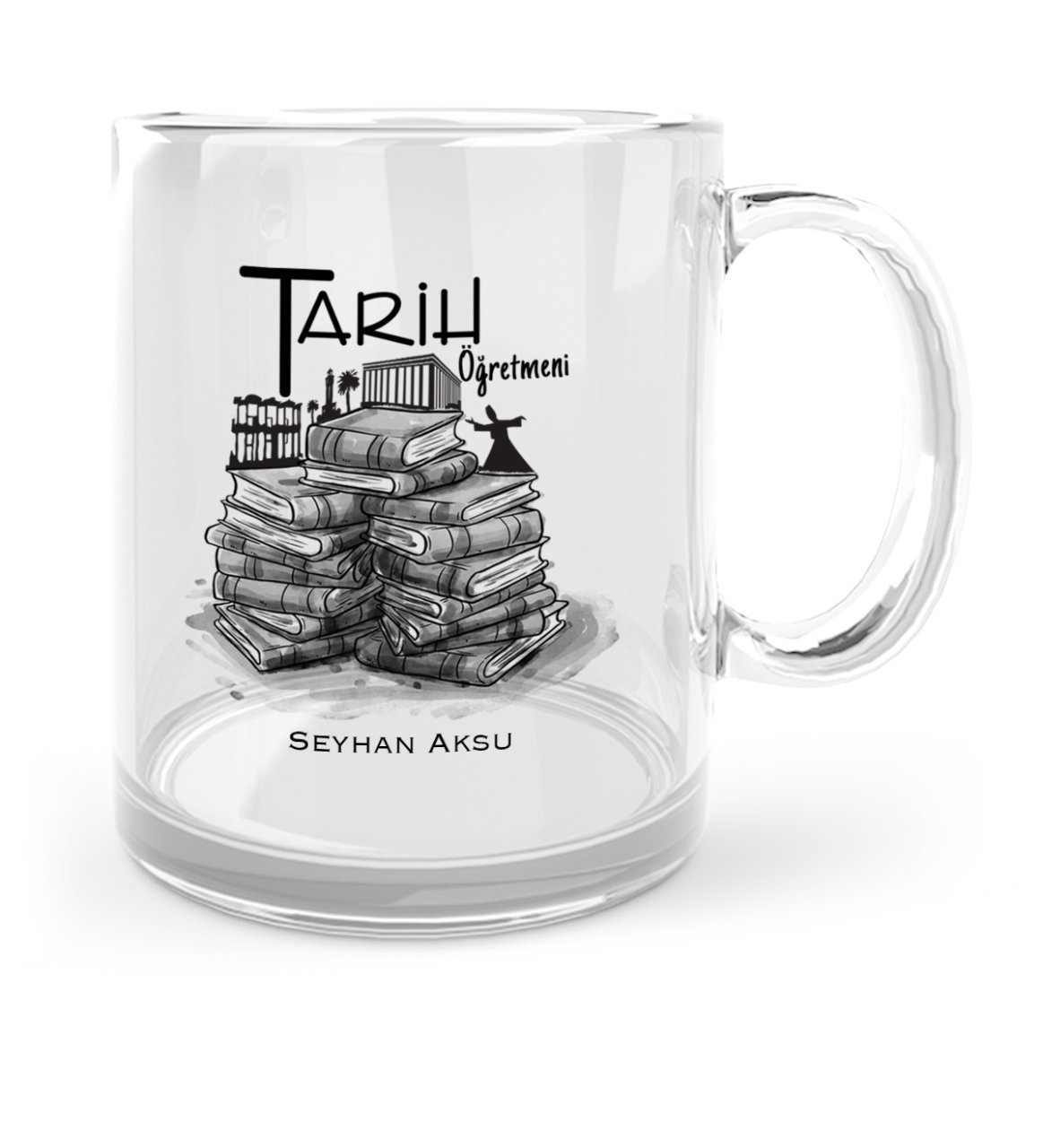 Kişiye Özel Tarih Öğretmeni Cam Kupa Bardak - 1