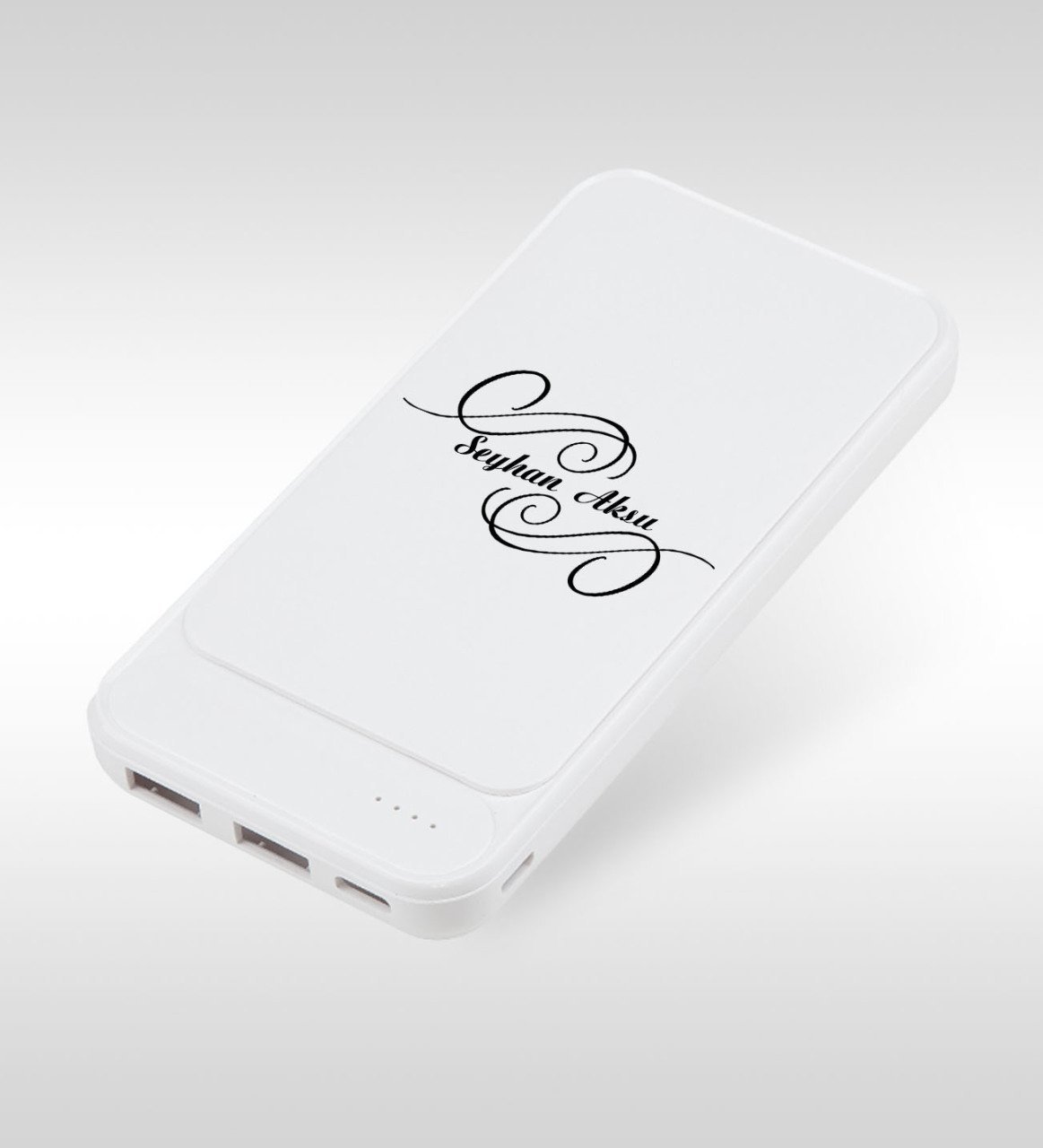 Kişiye Özel PB-155 Beyaz Powerbank 10000 mAh Lityum Pil Hızlı Şarj