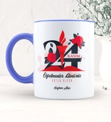 Kişiye Özel Öğretmenler Gününüz Kutlu Olsun Mavi Kupa Bardak - 1