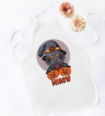 BK Gift Happy Halloween Tasarımlı Beyaz Mutfak Önlüğü-1