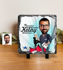 Kişiye Özel Bay Yönetmen Karikatürlü Dekoratif Doğal Taş - 1