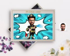 Kişiye Özel İtfaiyeci Karikatürlü 1000 Parça Profesyonel Puzzle-1