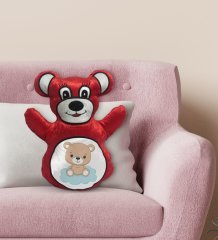 BK Gift Sevimli Ayıcık Tasarımlı Kırmızı Ayıcık Yastık-4