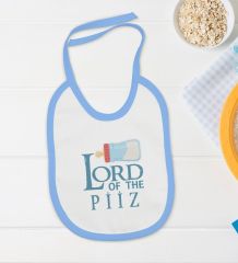 BK Kids Lord Of The Piiz Tasarımlı Mavi Bebek Body Zıbın ve Mama Önlüğü Hediye Seti-1