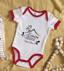 BK Kids Kişiye Özel Evimizin Neşesi Tasarımlı Kırmızı Bebek Body Zıbın-1
