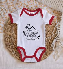 BK Kids Kişiye Özel Evimizin Neşesi Tasarımlı Kırmızı Bebek Body Zıbın-1