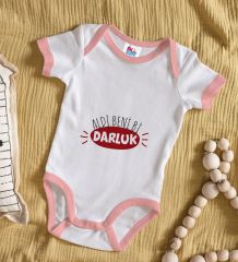 BK Kids Darluk Tasarımlı Pembe Bebek Body Zıbın-1