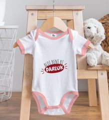 BK Kids Darluk Tasarımlı Pembe Bebek Body Zıbın-1