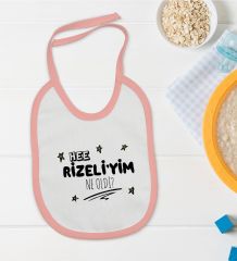 BK Kids Rizeliyim Ne Oldi Tasarımlı Pembe Bebek Mama Önlüğü-1