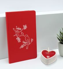 BK Gift Sevgililere Özel İsimli Kırmızı Defter ve Kalp Taş Obje Kokulu Mum Hediye Seti-8, Sevgiliye Hediye, Sevgililer Günü