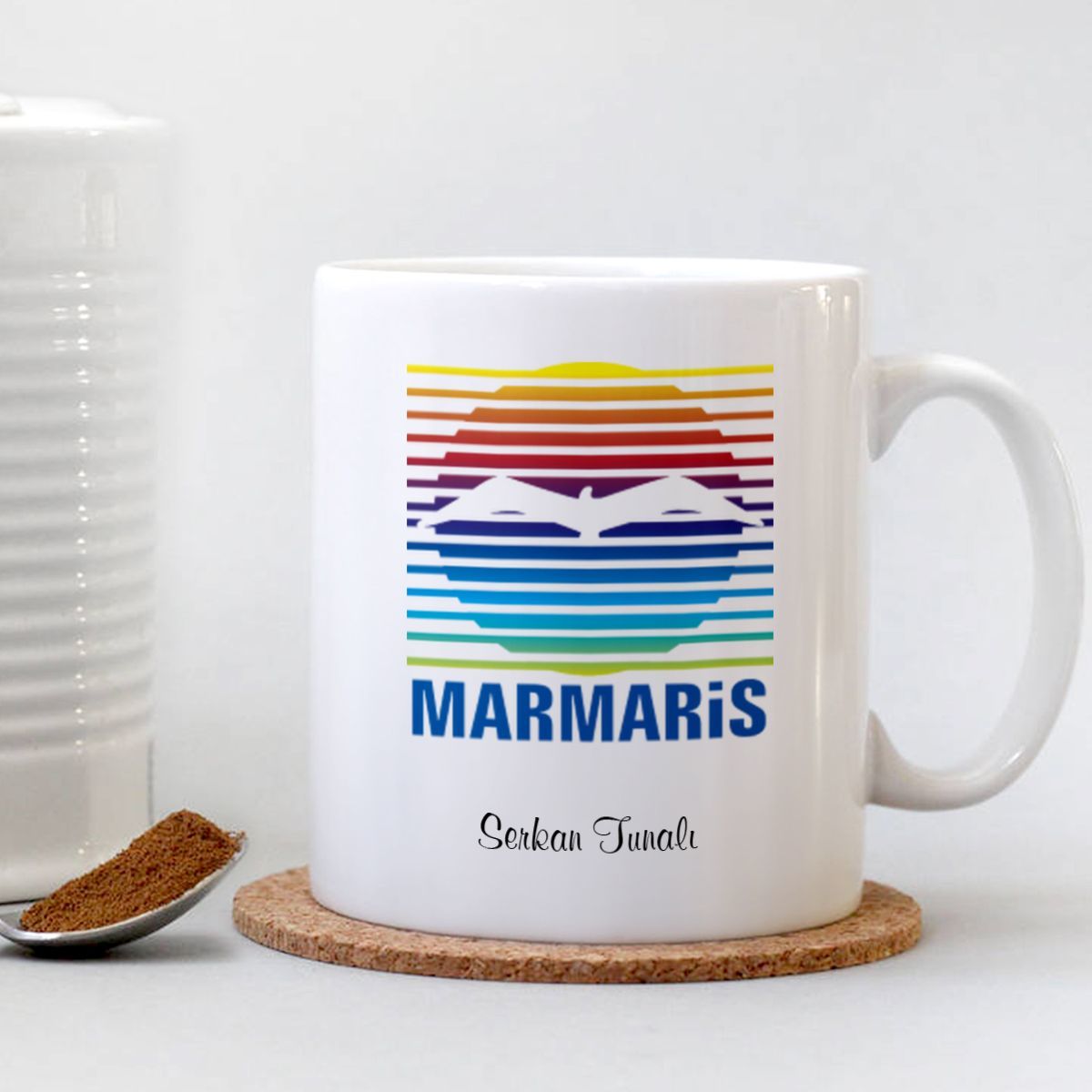 Kişiye Özel Marmaris Beyaz Kupa Bardak - 001