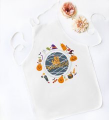 BK Gift Halloween Tasarımlı Beyaz Mutfak Önlüğü-4
