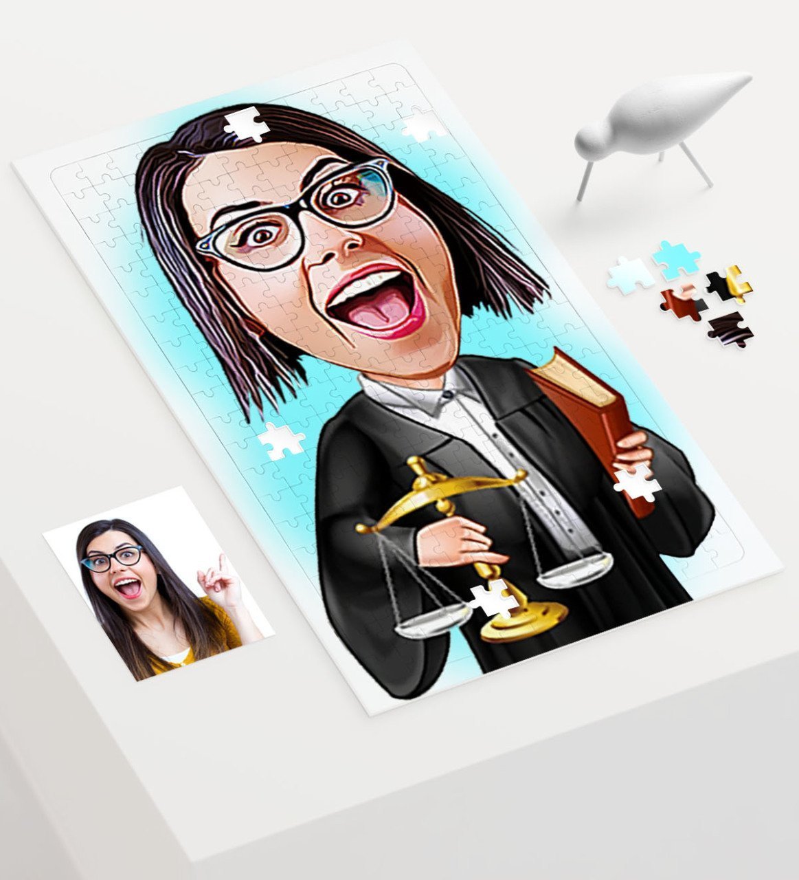 Kişiye Özel Bayan Avukat Karikatür 240 Parça A3 Puzzle - 1
