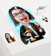 Kişiye Özel Bayan Avukat Karikatür 240 Parça A3 Puzzle - 1