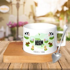 Kişiye Özel Mesleki Veteriner Hekim Ahşap Altlıklı Seramik Fincan - 4