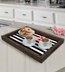 BK Gift Flamingo Tasarımlı Doğal Ahşap Tepsi-1