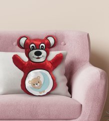 BK Gift Sevimli Ayıcık Tasarımlı Kırmızı Ayıcık Yastık-3