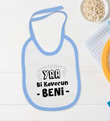 BK Kids Koverun Beni Tasarımlı Mavi Bebek Body Zıbın ve Mama Önlüğü Hediye Seti-1