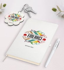 Kişiye Özel Emlakçı Beyaz Defter Kalem Ve Anahtarlık Hediye Seti