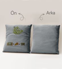 BK Gift Eğlenceli Tasarımlı Organizer Kumanda ve Atıştırmalık Cepli Gri Kırlent Yastık- 8, Ev Dekoru, Ev Hediyesi