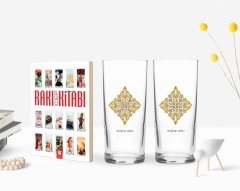 Kişiye Özel Renkli Baskılı İsimli İkili Rakı Bardağı ve Rakı Cep Kitabı Hediye Seti-109