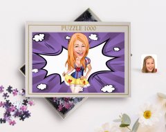 Kişiye Özel Kadın Karikatürlü 1000 Parça Profesyonel Puzzle