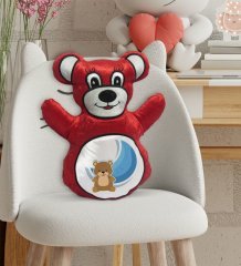 BK Gift Sevimli Ayıcık Tasarımlı Kırmızı Ayıcık Yastık-2
